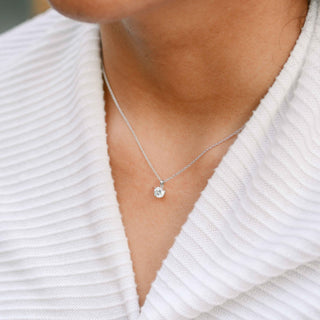 Round Moissanite Solitaire Necklace in Solid Gold