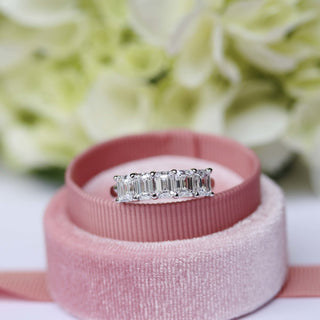 2.5mm Emerald Cut Five Stone Moissanite Wedding Band