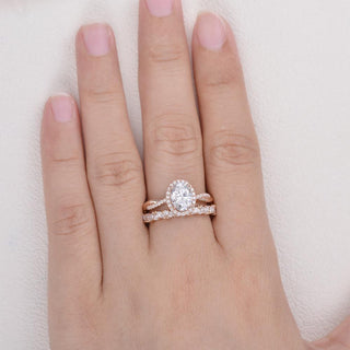 3.76tcw Oval Cut Infinity Shank Moissanite Engagement Ring Set