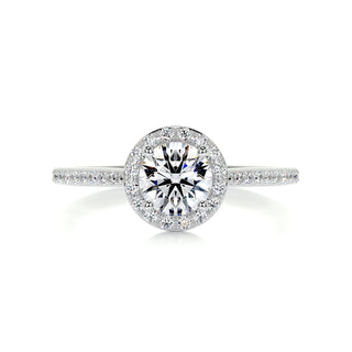 1.0ct Round Cut Halo Pave Moissanite Diamond Engagement Ring