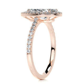 2.0ct Pear Cut Halo Moissanite Diamond Engagement Ring