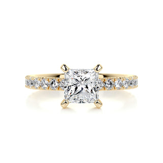 1.0ct Princess Cut Pave Moissanite Diamond Engagement Ring