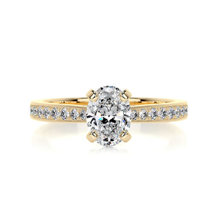 0.82ct Oval Cut Pave Moissanite Diamond Engagement Ring