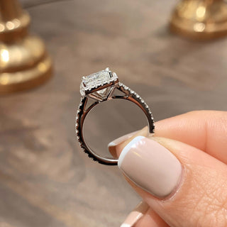 2.5ct Princess Cut Halo Moissanite Diamond Engagement Ring