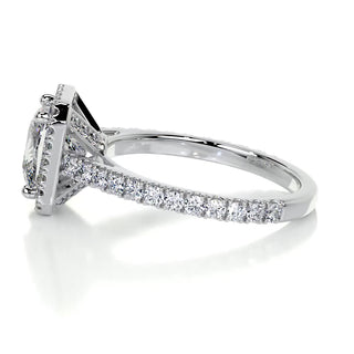 2.5ct Princess Cut Halo Moissanite Diamond Engagement Ring