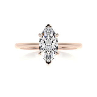 1.0ct Marquise Cut Solitaire Moissanite Diamond Engagement Ring