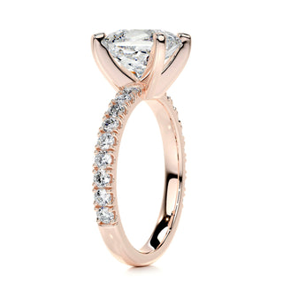 2.0ct Princess Cut Pave Moissanite Diamond Engagement Ring