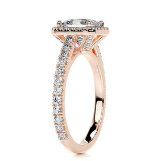 1.20ct Princess Cut Halo Moissanite Diamond Engagement Ring