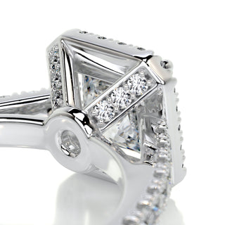 1.20ct Princess Cut Halo Moissanite Diamond Engagement Ring