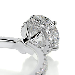 1.0ct Round Cut Hidden Halo Pave Moissanite Diamond Engagement Ring