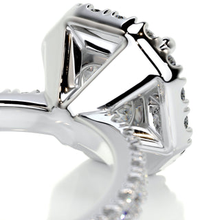 1.55ct Asscher Cut Halo Moissanite Diamond Engagement Ring