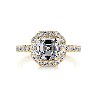 1.55ct Asscher Cut Halo Moissanite Diamond Engagement Ring