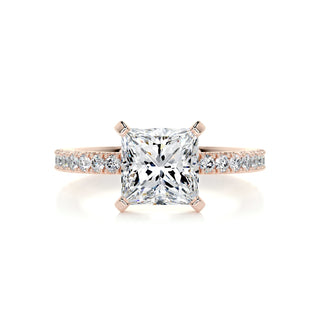 2.0ct Princess Cut Pave Moissanite Diamond Engagement Ring