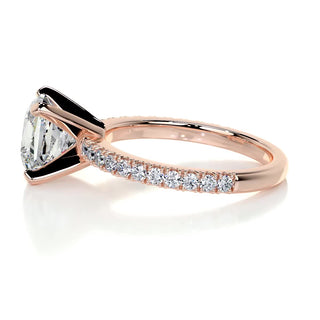 2.0ct Princess Cut Pave Moissanite Diamond Engagement Ring
