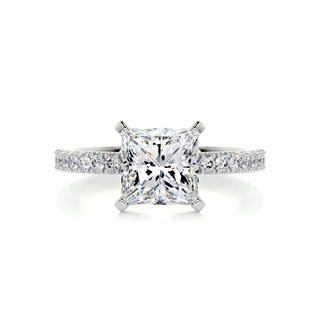 2.0ct Princess Cut Pave Moissanite Diamond Engagement Ring