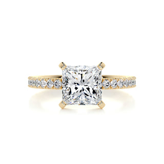 2.0ct Princess Cut Pave Moissanite Diamond Engagement Ring