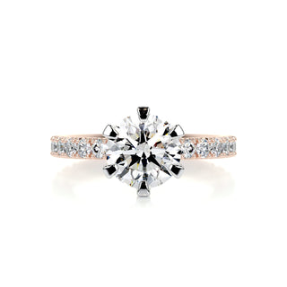 1.5ct Round Cut Pave Moissanite Diamond Engagement Ring