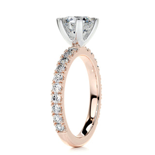 1.5ct Round Cut Pave Moissanite Diamond Engagement Ring