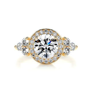 1.5ct Round Cut Halo Cluster Moissanite Diamond Engagement Ring