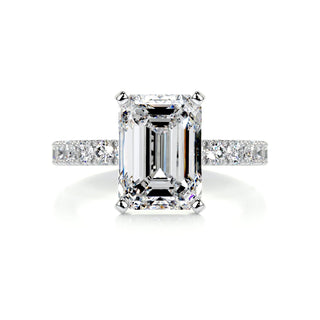 3.0ct Emerald Cut Pave Moissanite Diamond Engagement Ring