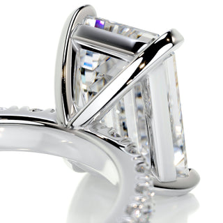 3.0ct Emerald Cut Pave Moissanite Diamond Engagement Ring