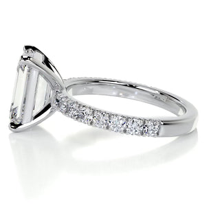 3.0ct Emerald Cut Pave Moissanite Diamond Engagement Ring