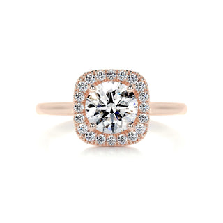 1.0ct Round Cut Halo Moissanite Diamond Engagement Ring