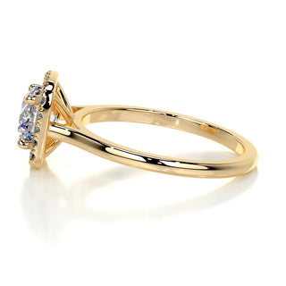 1.0ct Round Cut Halo Moissanite Diamond Engagement Ring