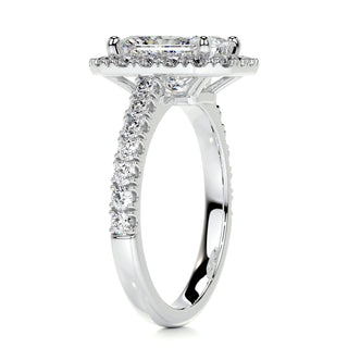 1.75ct Radiant Cut Halo Moissanite Diamond Engagement Ring