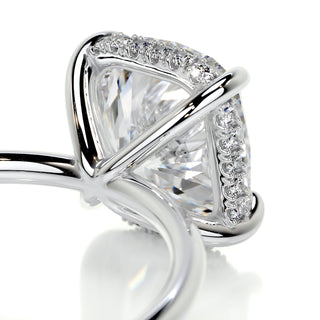 3.0ct Cushion Cut Hidden Halo Solitaire Moissanite Diamond Engagement Ring