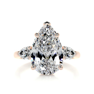 5.0ct Pear Cut Three Stone Moissanite Diamond Engagement Ring