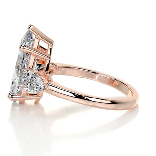 5.0ct Pear Cut Three Stone Moissanite Diamond Engagement Ring