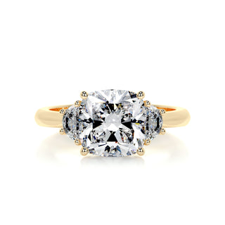 2.5ct Cushion Cut Three Stone Moissanite Diamond Engagement Ring