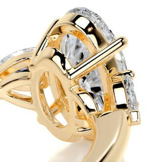2.8ct Elongated Oval Cut Three Stone Moissanite Diamond Engagement Ring