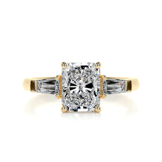 2.2ct Radiant Cut Three Stone Moissanite Diamond Engagement Ring