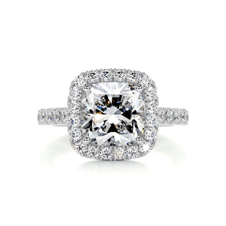 2.0ct Cushion Cut Halo Moissanite Diamond Engagement Ring