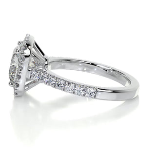 2.0ct Cushion Cut Halo Moissanite Diamond Engagement Ring