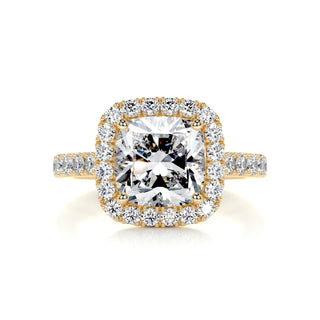 2.0ct Cushion Cut Halo Moissanite Diamond Engagement Ring