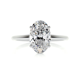 2.0ct Elongated Oval Cut Solitaire Moissanite Diamond Engagement Ring