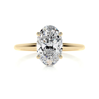 2.0ct Elongated Oval Cut Solitaire Moissanite Diamond Engagement Ring