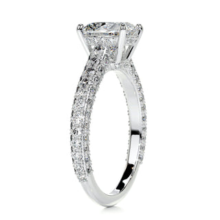 2.0ct Cushion Cut 3 Side Pave Moissanite Diamond Engagement Ring