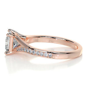 1.0ct Princess Cut Split Shank Pave Moissanite Diamond Engagement Ring