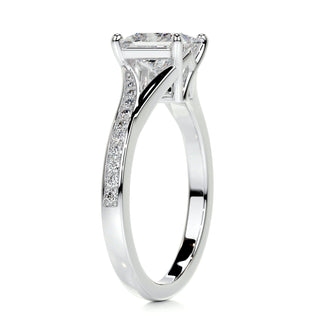 1.0ct Princess Cut Split Shank Pave Moissanite Diamond Engagement Ring