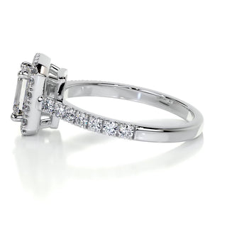 1.0ct Emerald Cut Halo Moissanite Diamond Engagement Ring