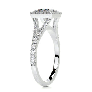 1.0ct Princess Cut Split Shank Halo Moissanite Diamond Engagement Ring