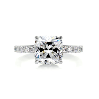 2.0ct Cushion Cut Hidden Halo Moissanite Diamond Open Engagement Ring