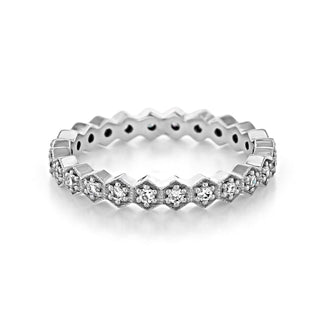 2.0mm Hexagonal Style Full Eternity Pave Setting Wedding Band