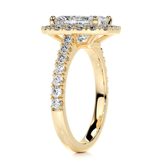 3.5ct Radiant Cut Halo Moissanite Diamond Engagement Ring