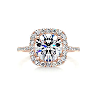3.0ct Round Cut Halo Moissanite Diamond Engagement Ring