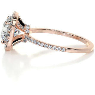 3.0ct Round Cut Halo Moissanite Diamond Engagement Ring
